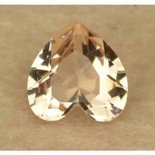 Sale 3x3~15x15mm 5A Champagne Morganite Color Glass Stone Heart Shape Brilliant Cut Loose Glass Synthetic Gems Beads For Jewelry