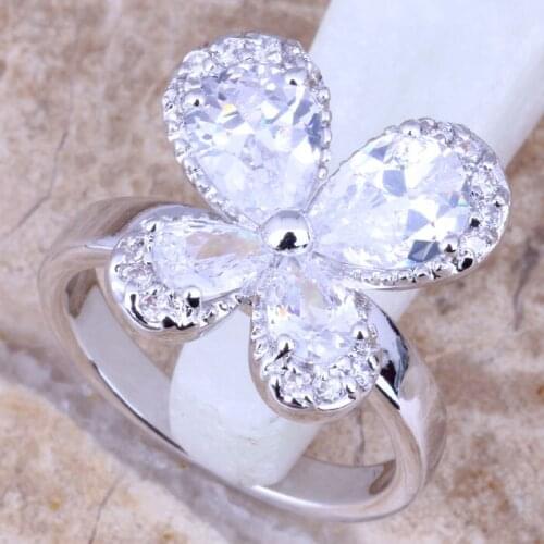 Super White CZ Silver Plated Womens Ring Size 6 / 7 / 8 / 9 R1135