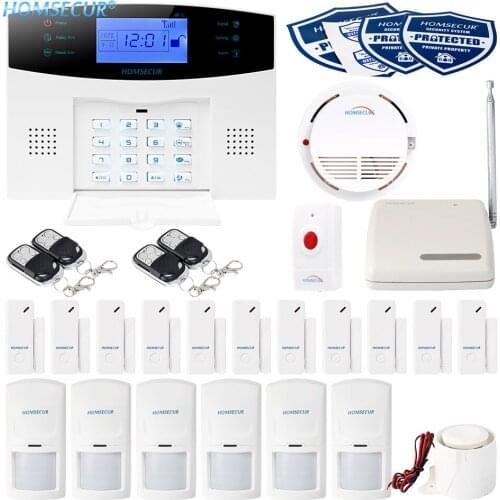 HOMSECUR Wireless&Wired GSM-2G SMS Autodial Burglar Alarm System+Smoke Sensor