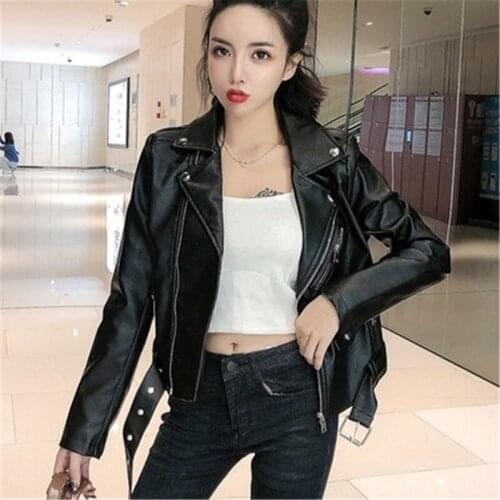2020 New Autumn Women Pu Leather Jacket Woman Zipper Short Coat Female Black Punk Bomber Faux Leather Outwear spring Blazer