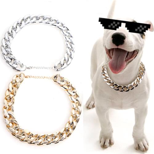Golden Necklace Dog Accessories Cat Pet Supplies Things For Dogs Grooming Animal Bad Chain Decorations Personalized Gadgets