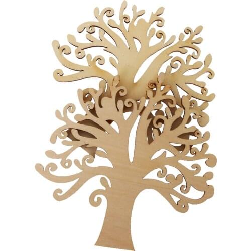 10Pcs Wooden Family Tree Set Hollow MDF Blank Craft Embellishments Wedding