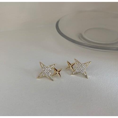 2021 New Arrival Metal Women Classic Stud Earrings Stars Simple Stud Fashion Korean Jewelry For Female