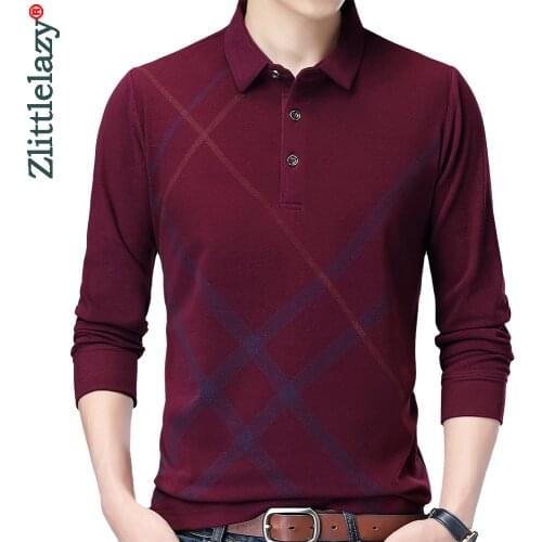 2020 Thick Long Sleeve Polo Tee Shirt Men Casual Striped Mens Clothing Polos Shirts Mens Fashion Slim Fit Poloshirt Tops 90833
