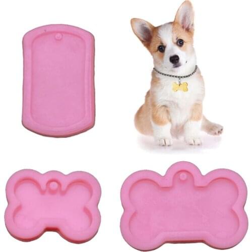 3Pcs Dog Tags Pendant Resin Casting Mold Kit Silicone Military Bone Shape Tag Pendant Keychain Mold Jewelry Making Tools X4YA