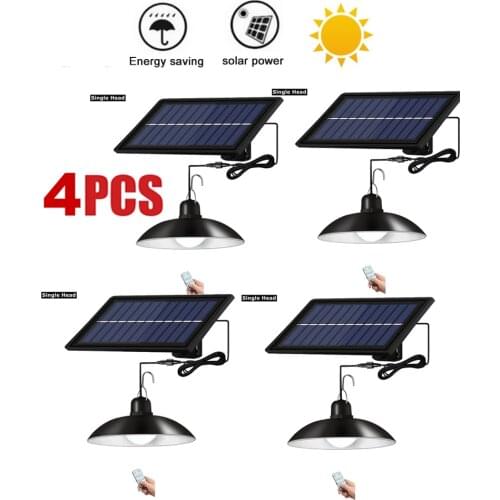 4pcs remote 30 led 2 head Retro Lampshade Solar Pendant Chandelier solar Outdoor Wall Lamp Waterproof Light Garden Light Path Em