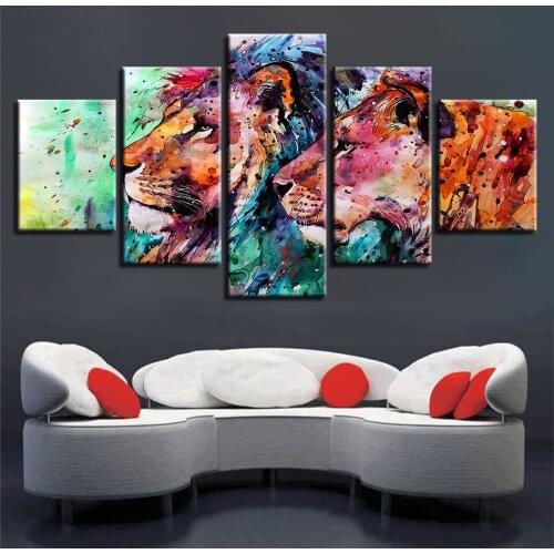 5pcs DIY Diamond Painting Colorful Animal Lion Full Square Diamond Embroidery Mosaic Picture Of Rhinestone H325