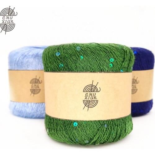 6pcs Sequined silk and linen four seasons sequined linen yarn crocheted fine yarn