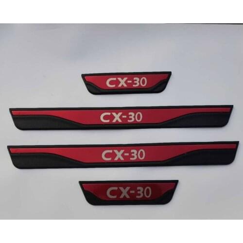 Car Sticker For Mazda CX-30 CX30 CX 30 Accessories Stainless Steel Red Door Sill Scuff Auto Plates Guard 2019 2020