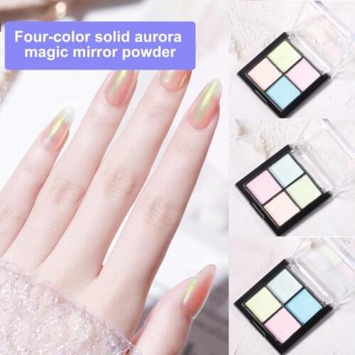 4 Colors Nail Glitter Powder Solid Aurora Powder Shimmer Mirror Titanium Metal Pigment Nail Art Decoration Mermaid Nail Makeup