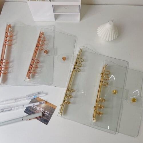 Aikeen New A5 A6 Rosy Gold Metal Clip Loose Leaf Notebook Shell Lovely Fashion School Diary Back to School Notepad