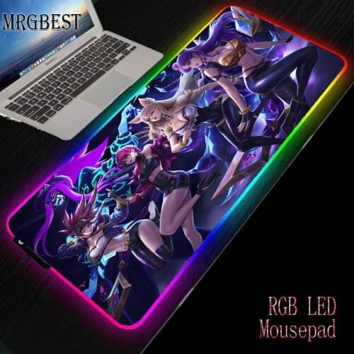MRGBEST League of Legends Sexy Girl Band Large Game Locking Edge RGB Mouse Pad Keyboard Desktop Mat Laptop Gamer PadMouse Xl