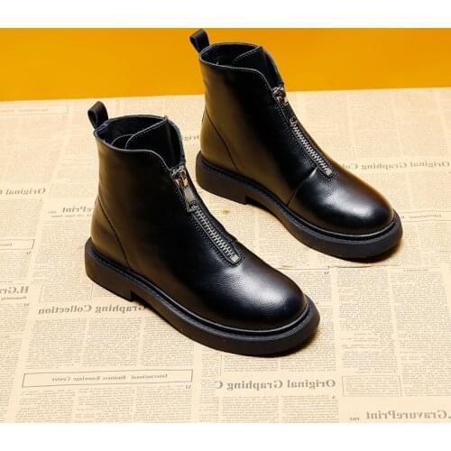 34-40 Boots Woman Leather Ankle Boots Woman Short Winter Warm Boots Platform Heel Footwear 5Z