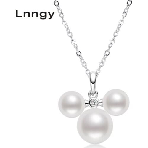 Lnngy Lnngy 925 Sterling Silver 8-9mm Genuine Freshwater Pearls Head Pendant Necklace for Women with 18" Chain