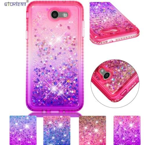For Samsung Galaxy J7 Perx Wide 2 Halo Bling Glitter Shockproof Case J727 SM-J727T1 SM-J727V Cute Liquid Quicksand Bumper Cover