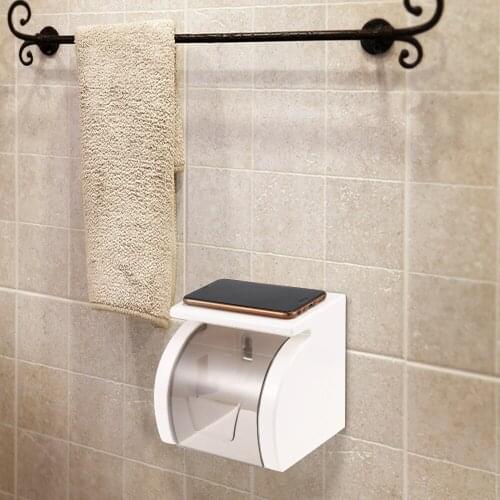Free Punch Toilet Roll Holder With Top Anti-Slip And Gear Design Strong Bearing Capacity Moisture Proof Toilet Roll Holder