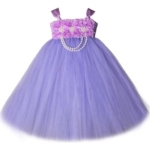 Purple Flower Girl Long Dress for Kids Ankle Length Dresses for Girl Princess Halloween Party Costumes Teenage Birthday Clothes