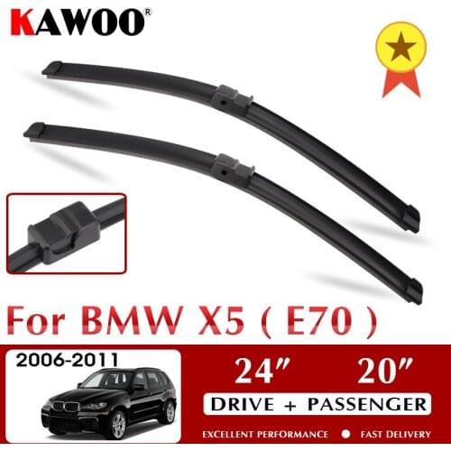 KAWOO Car Wiper Blade Front Rear Wiper Blades For BMW X5 E70 2006 - 2011 Car Windshield Windscreen Front Rear Window 24" 20" 15"