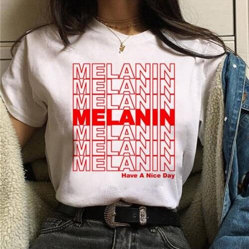 Melanin T Shirt Fashion T Shirt Women Black African Curly Hair Girl Print Tshirt Femme Harajuku Clothes Female T-shirt Tops Tee