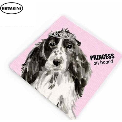 HotMeiNi 13cm x 12cm Car Sticker Cocker Spaniel on Board Custom Pink Baby on Board Type Car Bumper Window Sticker Graphics