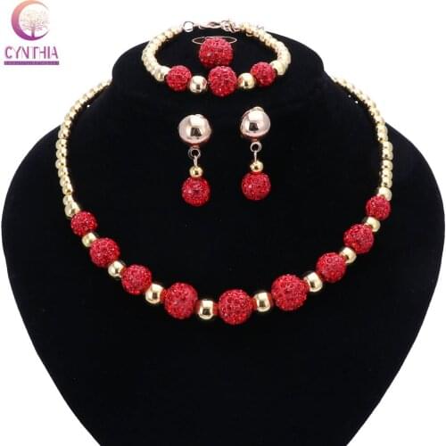 Crystal necklace with Micro Pave CZ Disco ball beaded jewelry set bangle earing ring