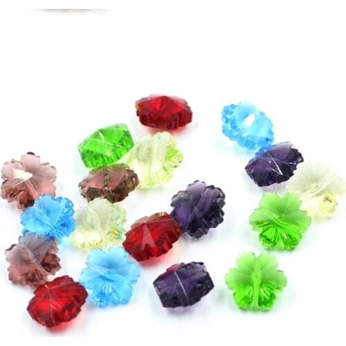100pcs/lot 2 Holes 14mm Crystal Glass Beads Mixed Colors Wedding & Home Decoration Glass Trimming Beads For Parts & DIY