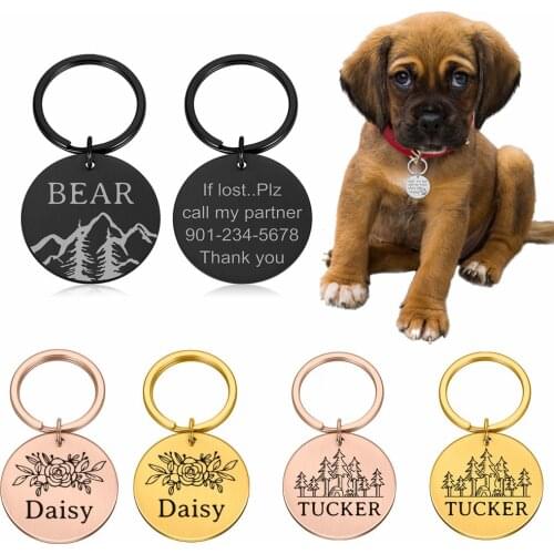 Customized Name Address Tags Pet Dog Tags Cat Collar Accessories Decoration Pet ID Dog Tags Collars Stainless Steel Cat Tag