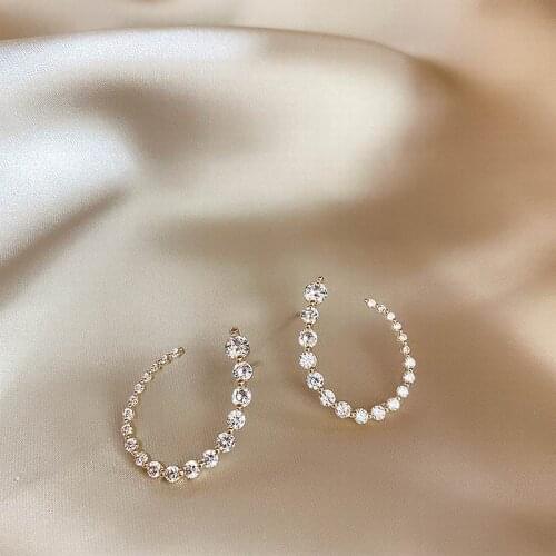 Delicate U Shaped Zircon Earrings Top Design 2021 New Fashion Jewelry Korean Style Simple Earrings Bijoux Birthday Gifts