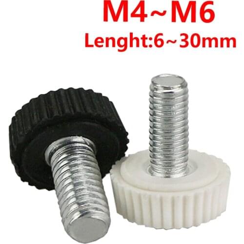 M4 M5 M6 Plastic Round Head Handle With Knurled Thumb Screw Bakelite Screw Knoba White Black Bakelite Hand Screw 5pcs/30pcs