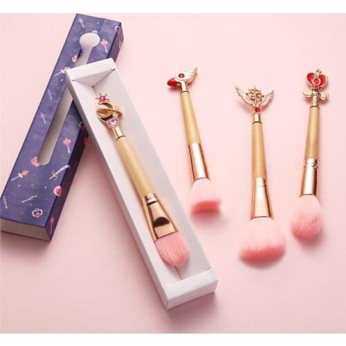Fancy Cardcaptor Sakura Sailor Moon Makeup Brushes Face Cosmetic Powder Pink Soft Hair Brush Sets Foundation Brush Tools