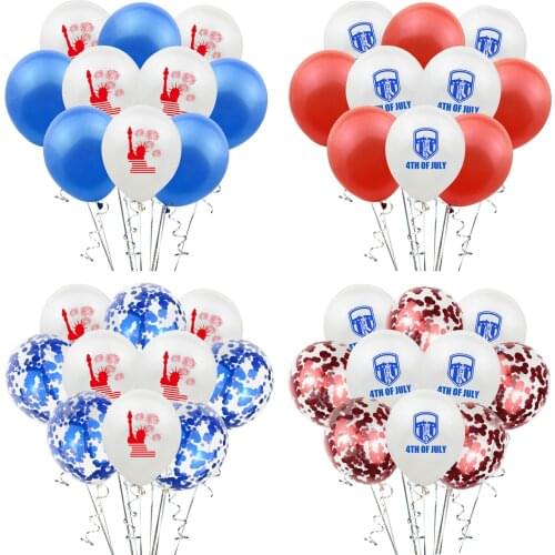 American Independence Day Birthday Party Latex Balloon Red and Blue Confetti Sequin Balloon Flag Print Set Decoration LL22