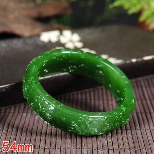 Natural hetian jade handmade 3D carving Women Amulet Nephrite Jades Jewelry Bangles