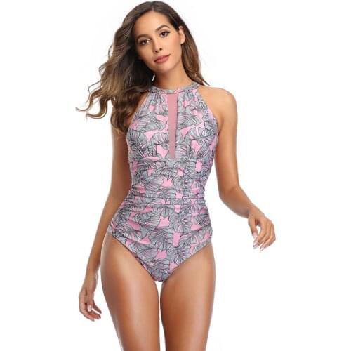 New biquinis feminino 2020 Fashion Sexy Swimwear Women Swimsuit Print One Piece Backless Biquini Maillot de bain femme
