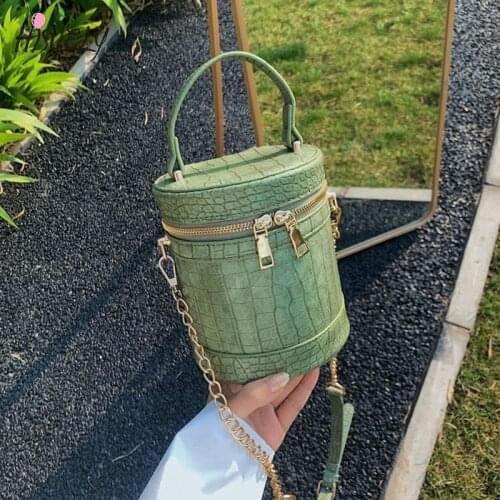 2021 New Crocodile Pu Leather Bucket Bags for Women Small Crossbody Bag Fashion Chain Shoulder Bag Purses and Handbags Luxury