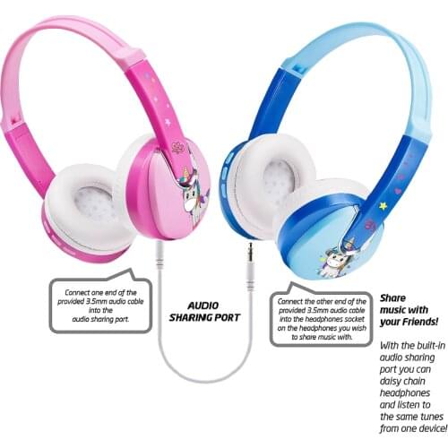 New Arrival Kids Cartoon Headphones Built-in Audio-sharing Port Wireless Headphones DJ Style Bluetooth Headphones for Kids