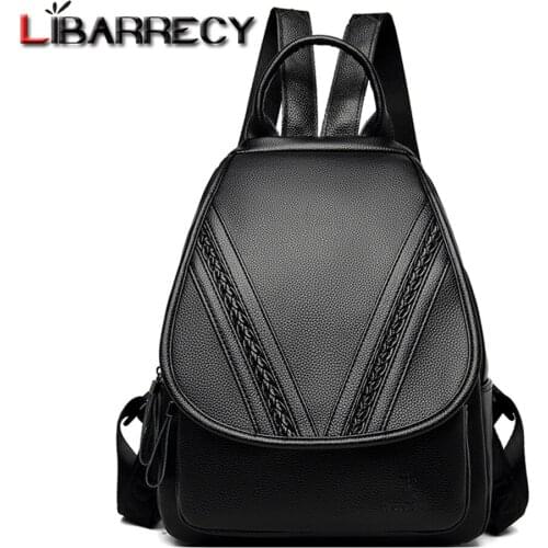 Pure Color Designer New Ladies Backpack Anti-theft Designer Women Travel Bags High Quality PU Leather Womens Backpack Sac Femme