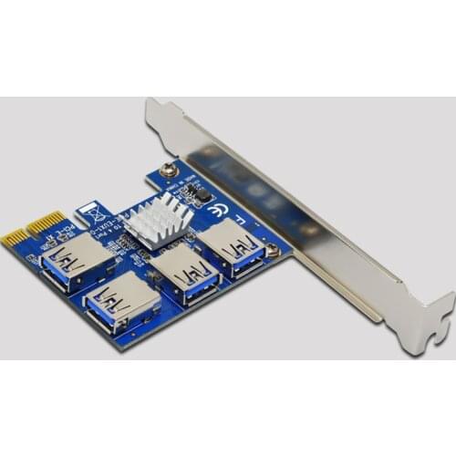 PCI Express Riser Card 1 to 4 PCIe 16X Riser Card USB 3.0 PCI-E Adapter Port Multiplier Converter for BTC Bitcoin Miner Mining