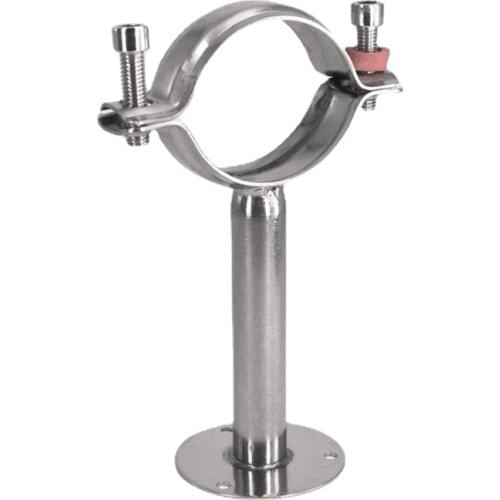 12-108mm 3/4"-4" Pipe Hanger Bracket Clamp 1-1/2" 38mm Support Clip With Base Plate 304 Stainless For Beer Brewing L=100mm