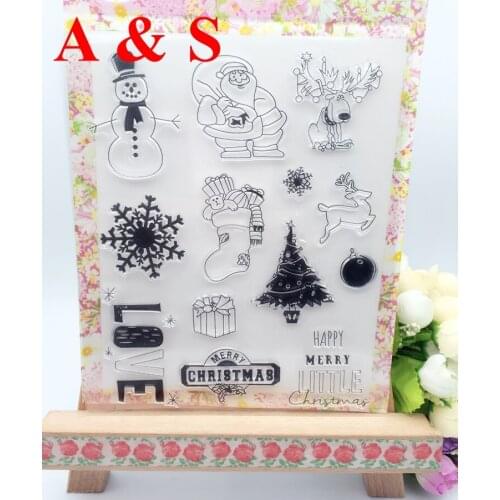 CLEAR STAMPS Happy Christmas Element Stanta Stocking Deer Tree Scrapbook Card album paper craft silicon rubber transparent stamp