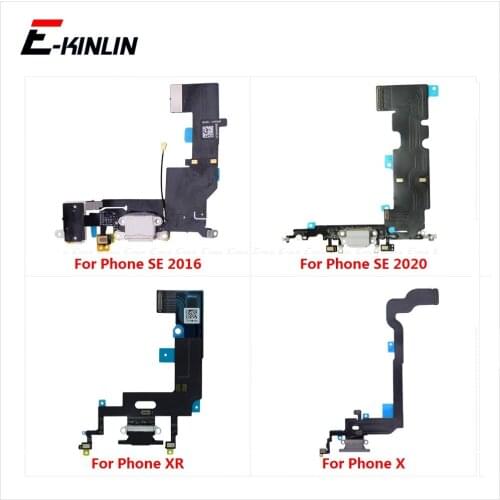 Charger Plug USB Dock Connector Charging Port Flex Cable For iPhone X XS Max XR SE 2020 With Microphone RePair Parts