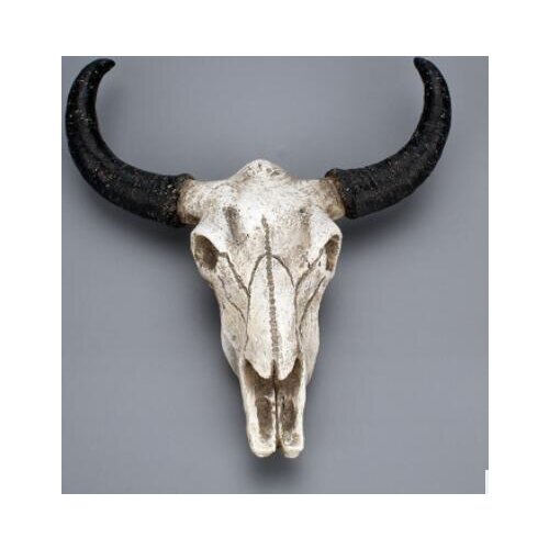 Horned Skull Wall Pendant creative Halloween Gift Decorations resin craft gift Animal Sculpture statue carving Home Decoration