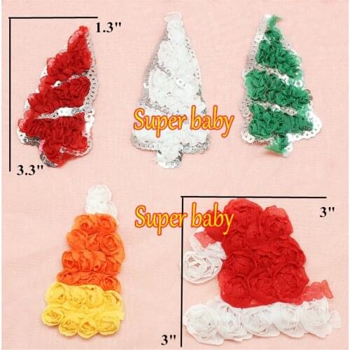 Chiffon flower Christmas tree Chiffon Flower shabby rose trim chiffon flower Christmas hat decoration