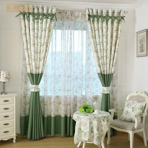 New Style Curtains Rural Pastoral Lattice Floral Printing Blackout Curtains Customizable Curtains for Living Room Bedroom Study