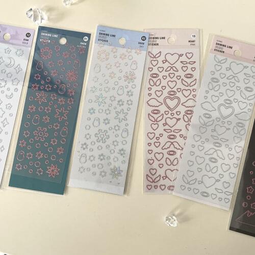 Cute Laser Butterfly Heart Bear Stickers Gilding DIY Scrapbooking Journal Album Diary Decoration Kawaii Stationery Sticker