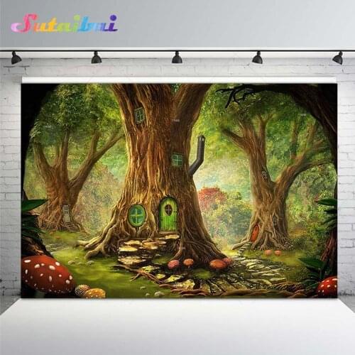 Fairy Tale Enchanted Forest Birthday Party Decoration Photo Background Mushroom Woodland Wonderland Backdrops for Photography