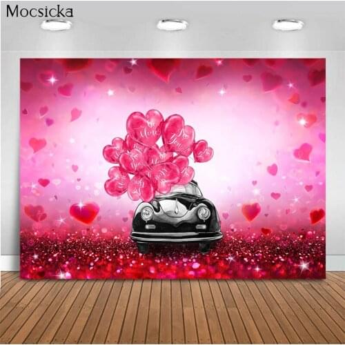 Mocsicka Wedding Background Red Love Balloon Photo Background Decoration Car Photo Photography Studio