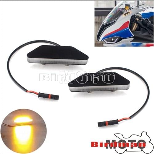 LED CNC Aluminum Amber Mirrors Block Off Front Turn Signal Light Indicators Blinkers Lamp For BMW S1000RR S 1000 RR 2020-2021