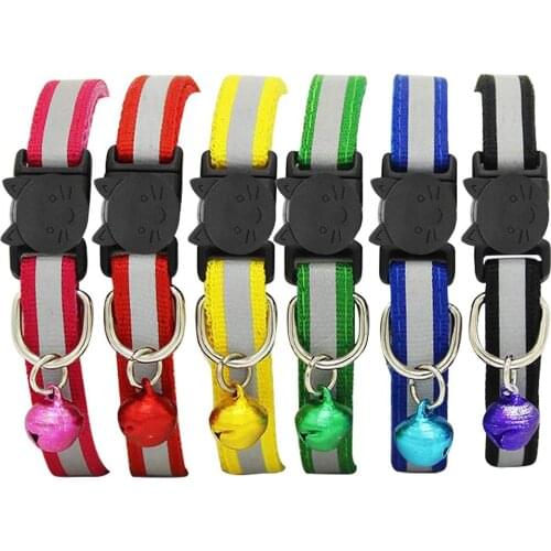 Reflective small Dog harnesses Cat Collar Adjustable with Bells Release Buckle Neck Strap Pet Supply Cat Strap Puppy Dog harness