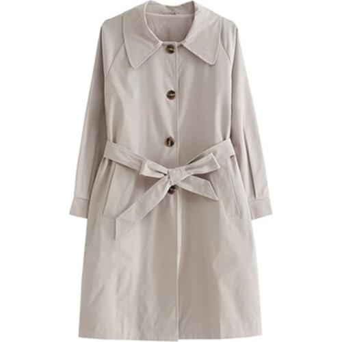 2021 New Arrivals Womens Windbreaker Casual Loose Female Trench Coats Vintage Khaki Outerwear Trendy Lady Long Coats Clothing