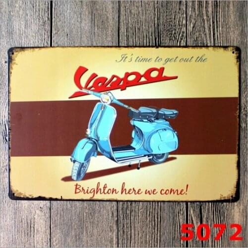 Vintage Tin Sign Wall Decor Retro Metal Bar Garage Poster Motorcycle Vespa 20x30CM